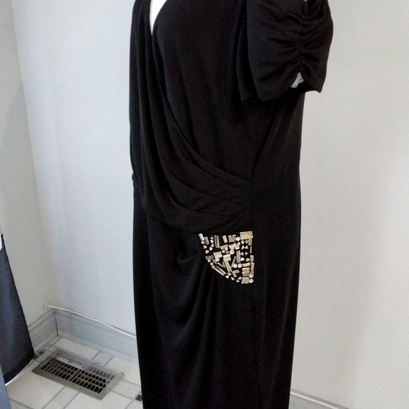 NWOT Black cocktail dress with silver beading on on hip - Picture 3 of 3